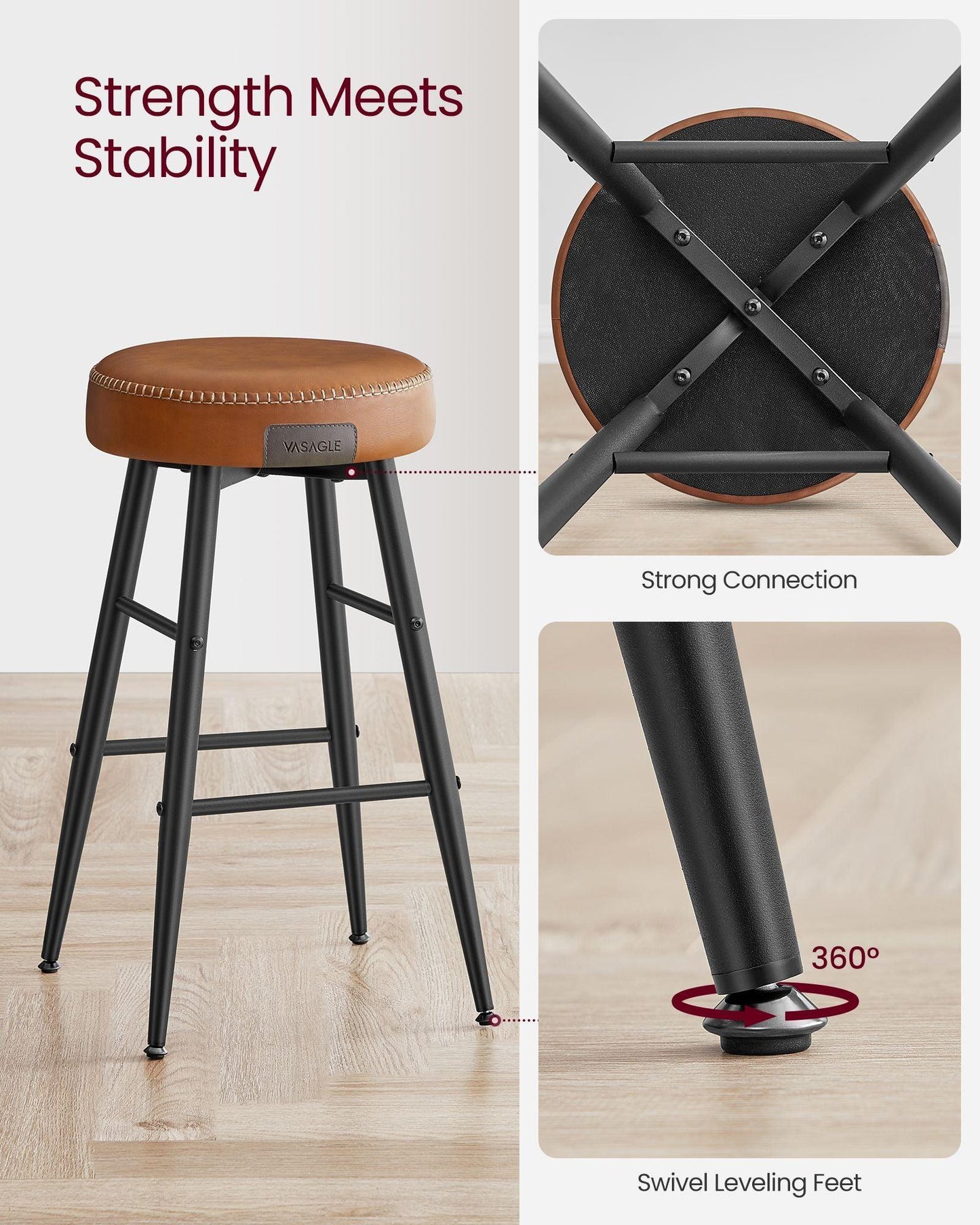 EKHO Collection - Counter Stools Set of 2, Camarel Brown FredCo