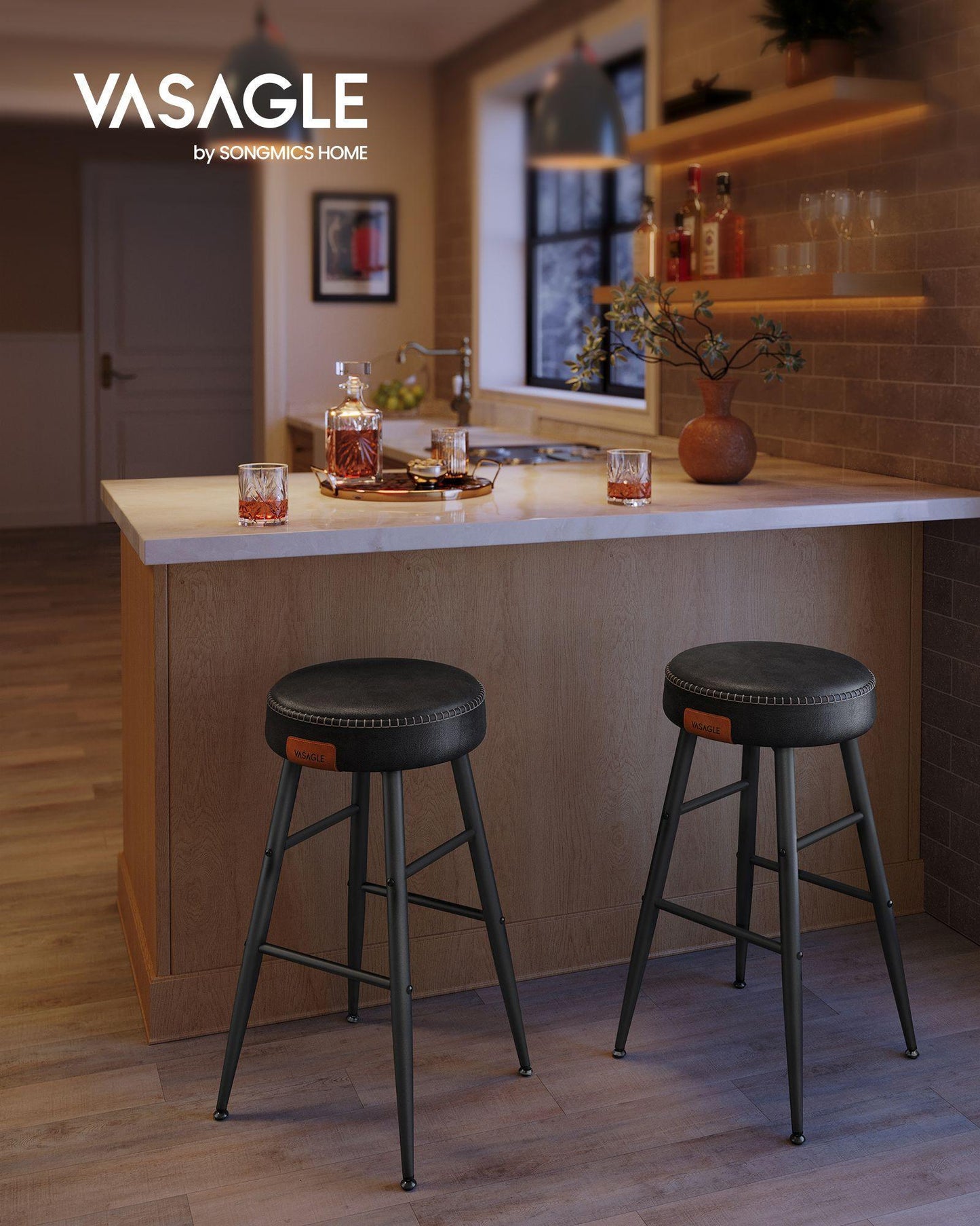 EKHO Collection - Counter Stools Set of 2, Ink Black FredCo