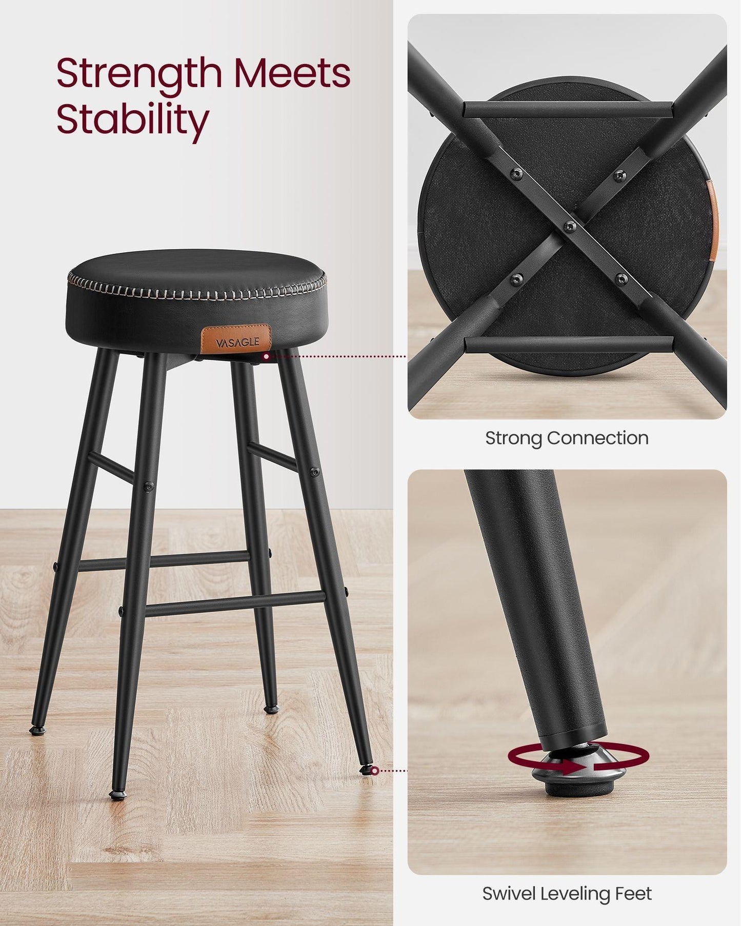 EKHO Collection - Counter Stools Set of 2, Ink Black FredCo