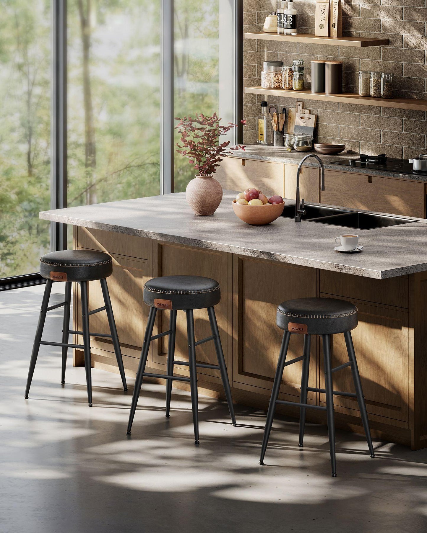 EKHO Collection - Counter Stools Set of 2, Ink Black FredCo