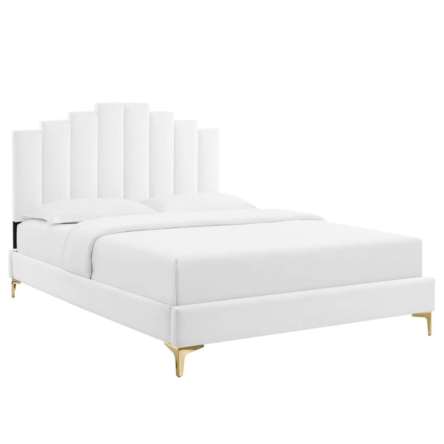 Elise Queen Performance Velvet Platform Bed, MOD-6693 FredCo