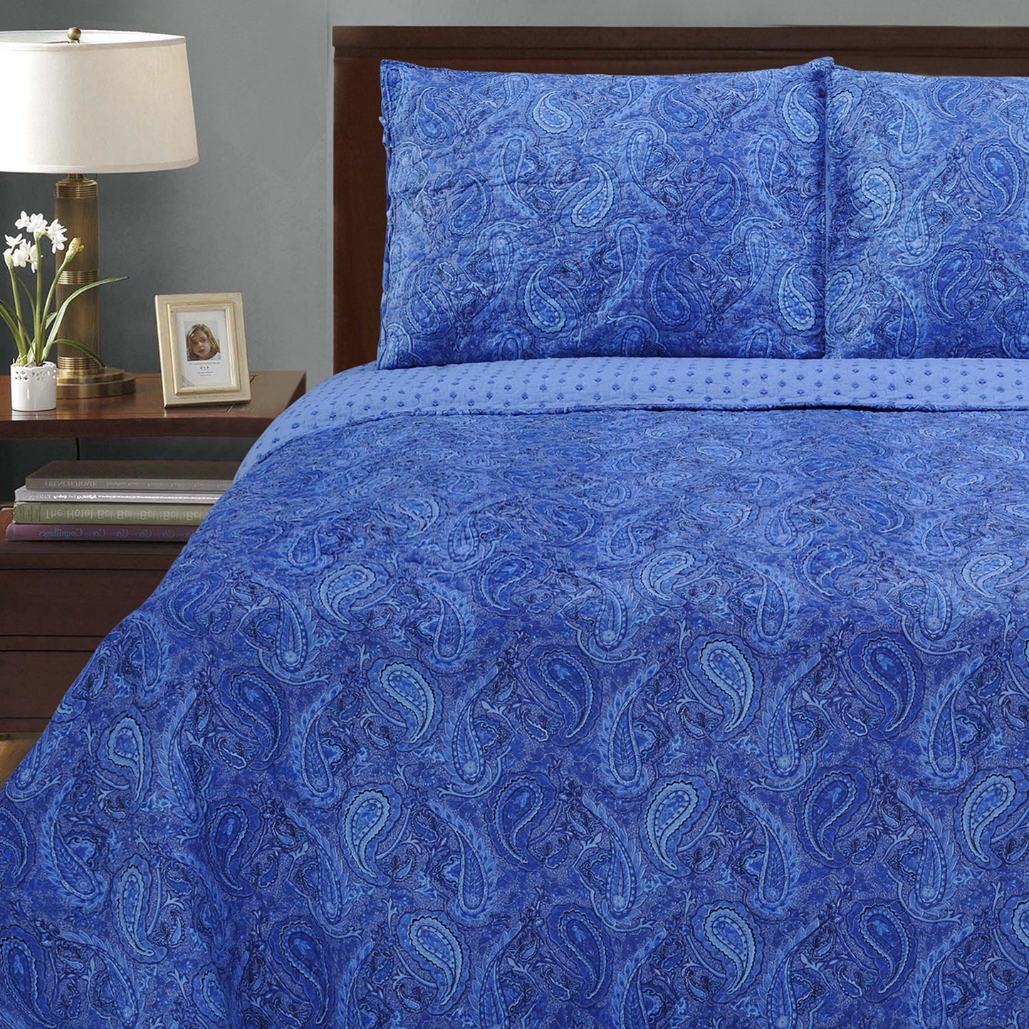Embossed Morrocan Paisley 100% Long-Staple Cotton Quilt Set, 2 Colors FredCo