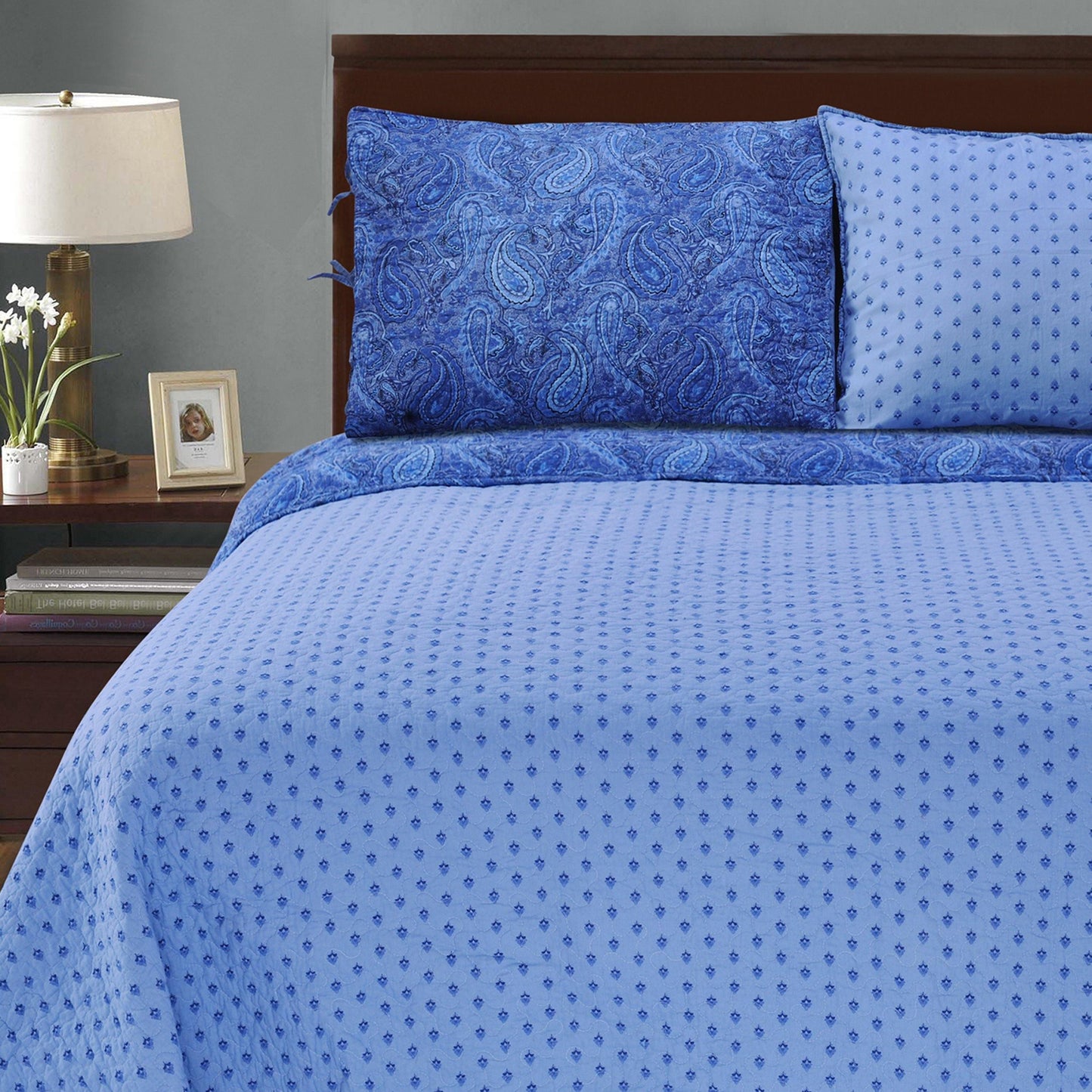 Embossed Morrocan Paisley 100% Long-Staple Cotton Quilt Set, 2 Colors FredCo