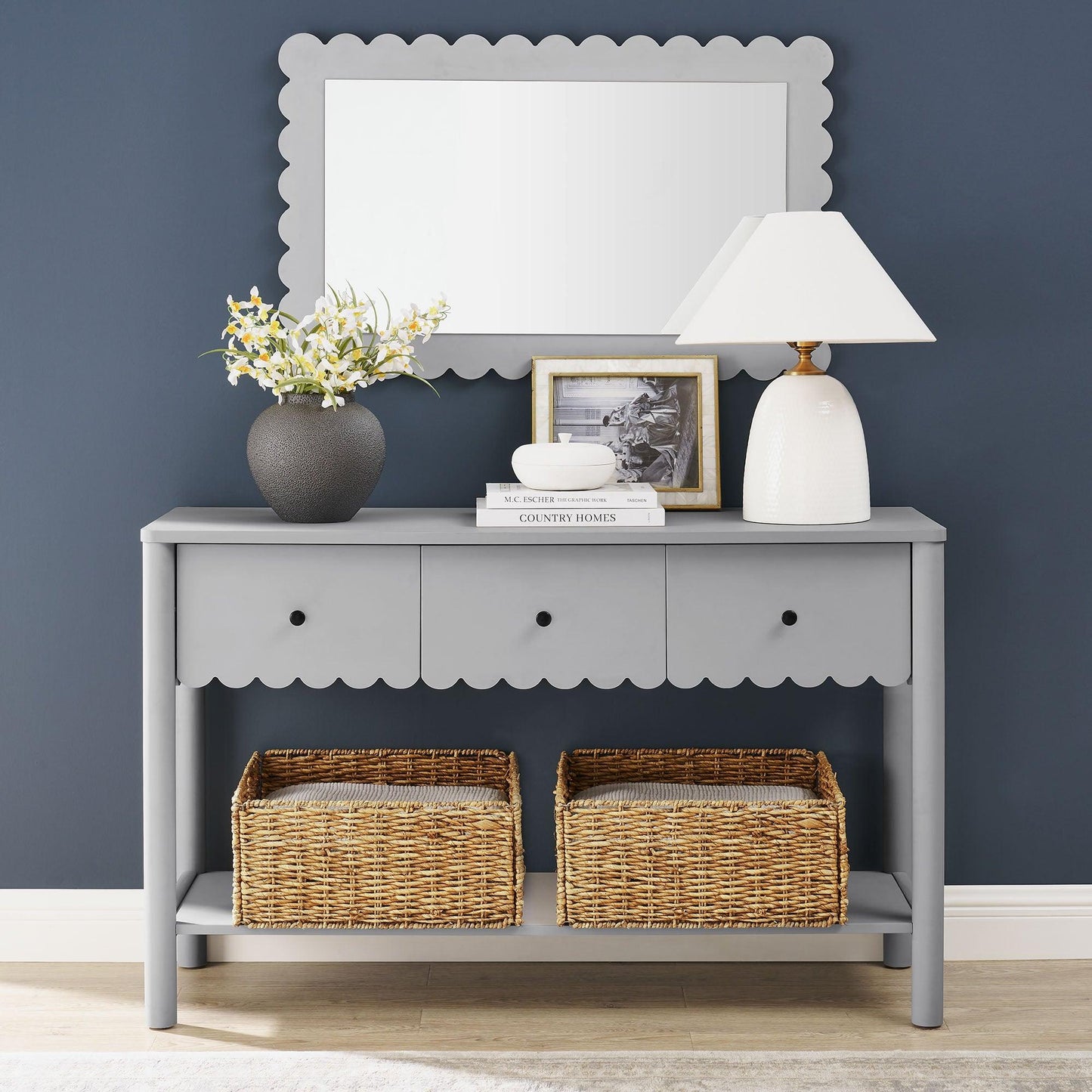 Emmeline 3-Drawer Scalloped Console Table by Modway FredCo