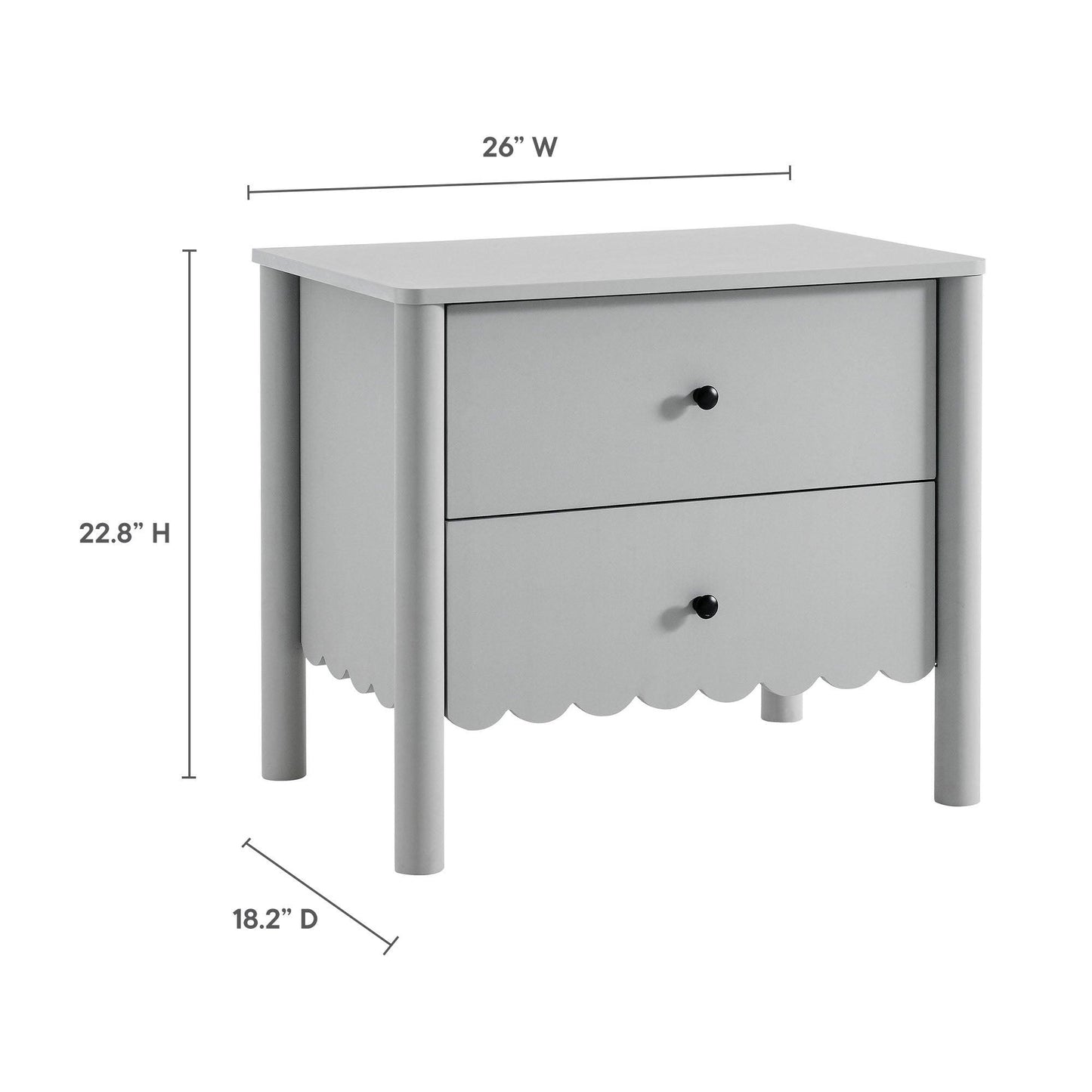 Emmeline Scalloped 2-Drawer Nightstand by Modway FredCo