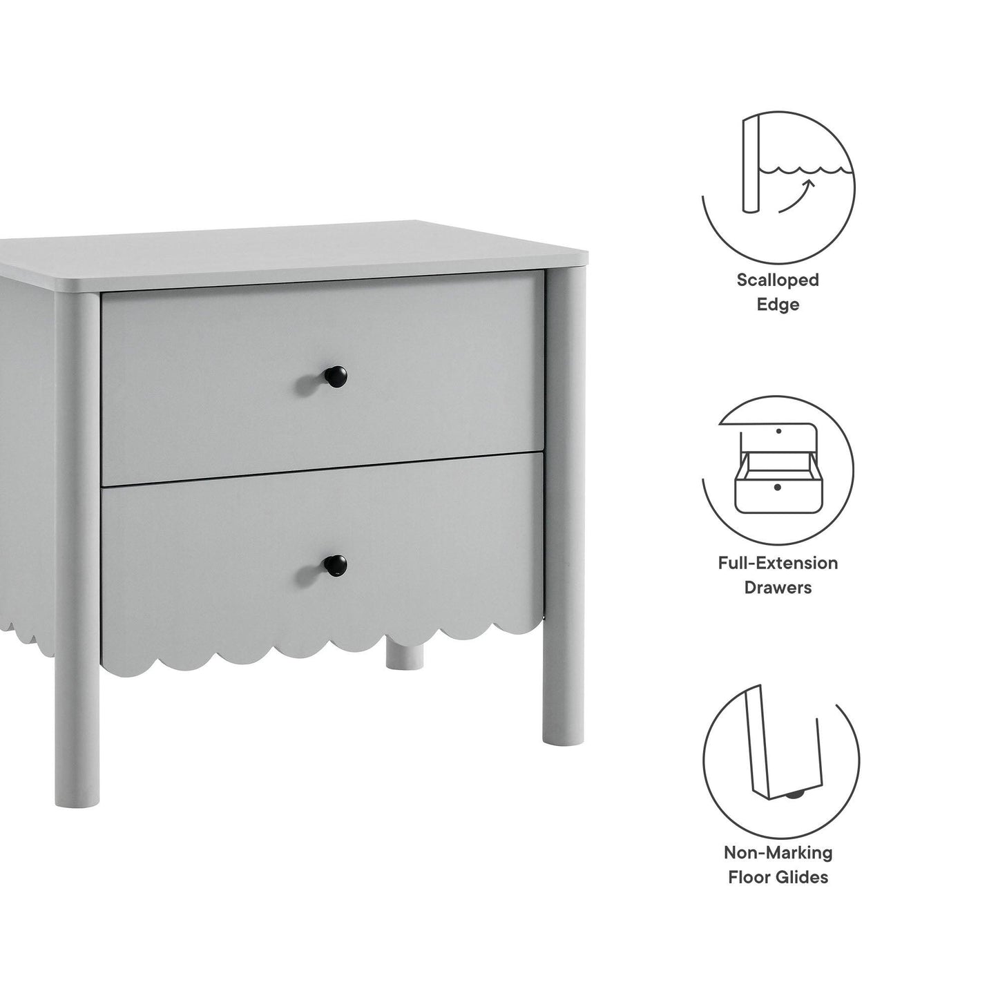 Emmeline Scalloped 2-Drawer Nightstand by Modway FredCo