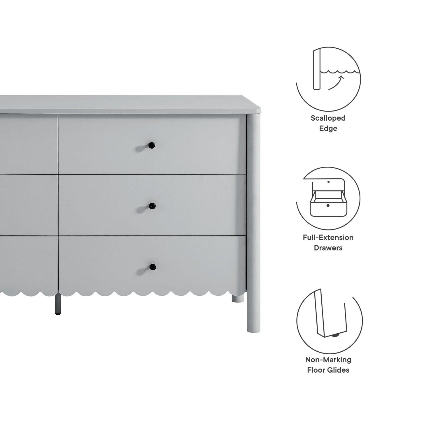 Emmeline Scalloped 6-Drawer Dresser by Modway FredCo