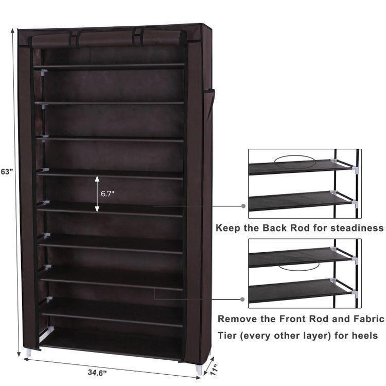 Enclosed Shoe Storage Cabinet Dark Brown FredCo