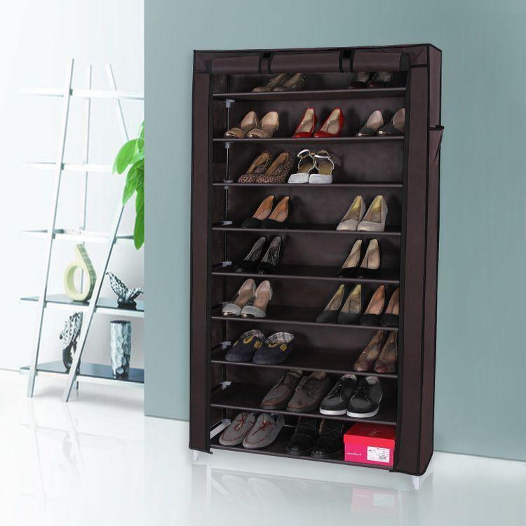 Enclosed Shoe Storage Cabinet Dark Brown FredCo