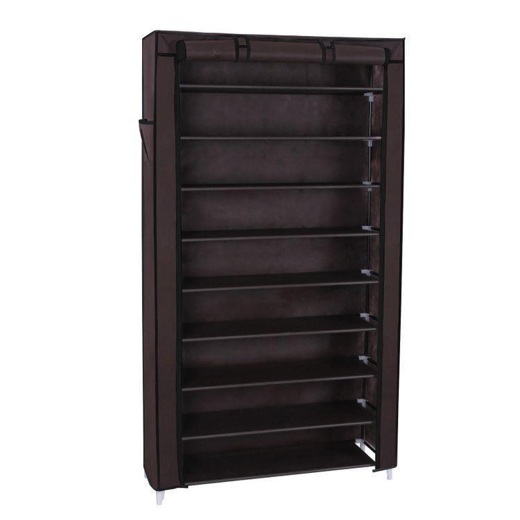 Enclosed Shoe Storage Cabinet Dark Brown FredCo