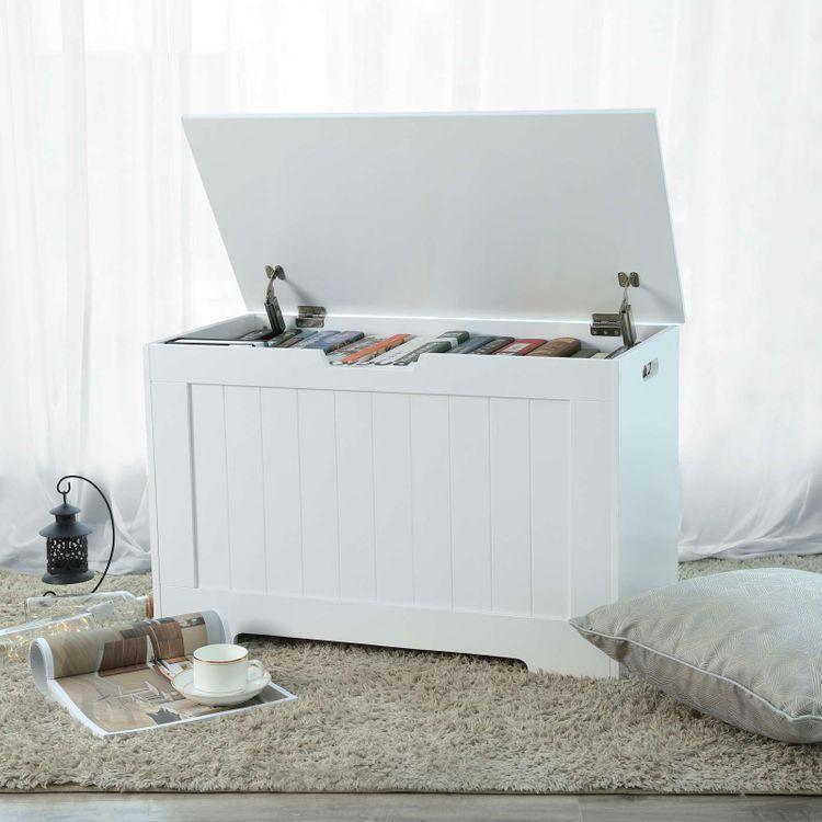 Entryway Storage Chest Bench White FredCo
