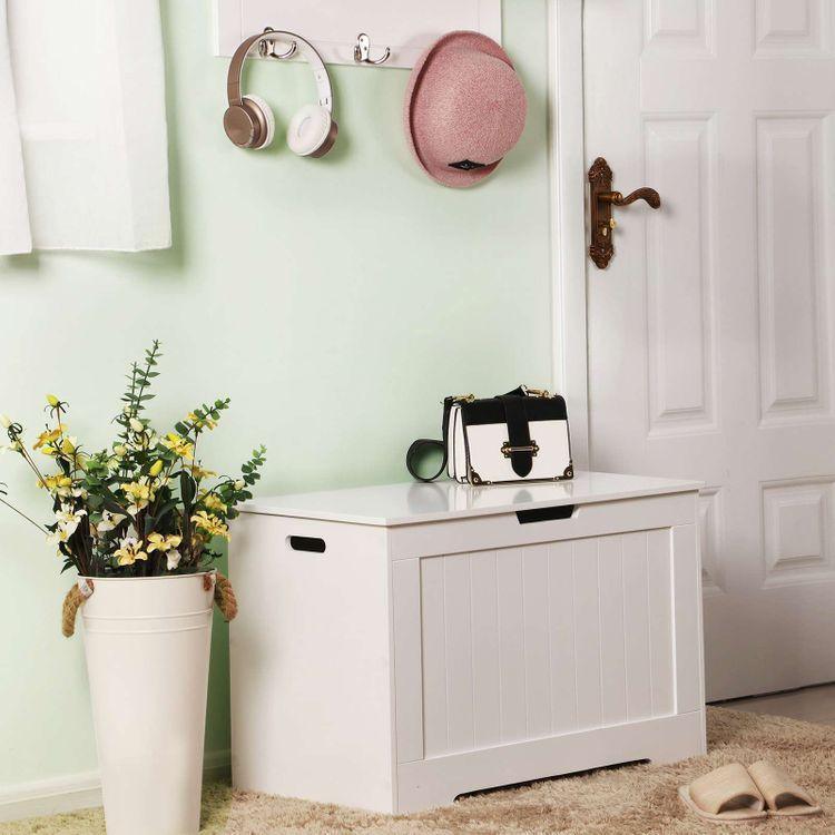 Entryway Storage Chest Bench White FredCo