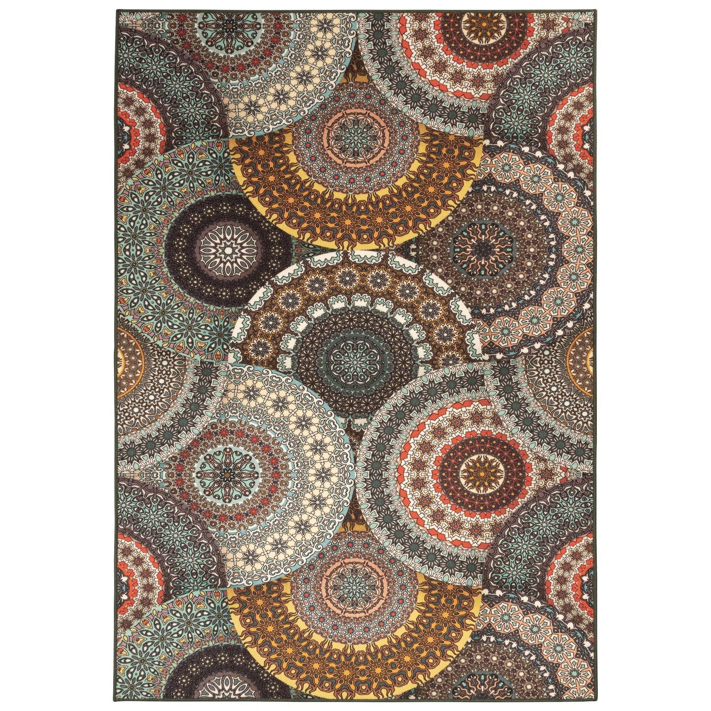Evaline Outdoor Non-Slip Floral Medallion Patio Rug FredCo