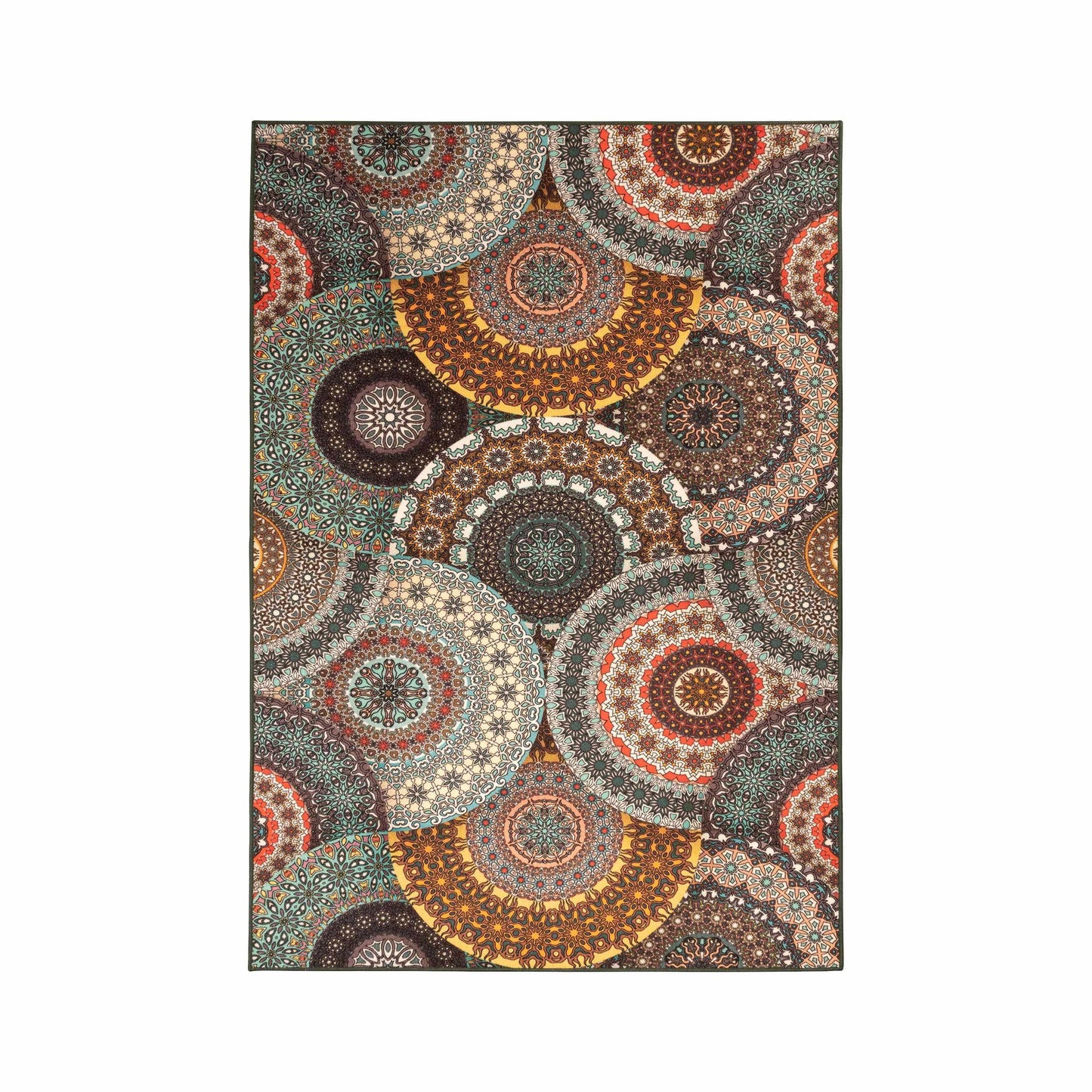 Evaline Outdoor Non-Slip Floral Medallion Patio Rug FredCo