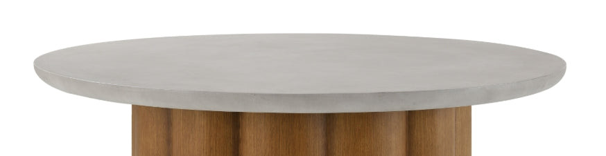 Evelyn Faux Concrete Top & Walnut Finish Round Shaped Coffee Table FredCo