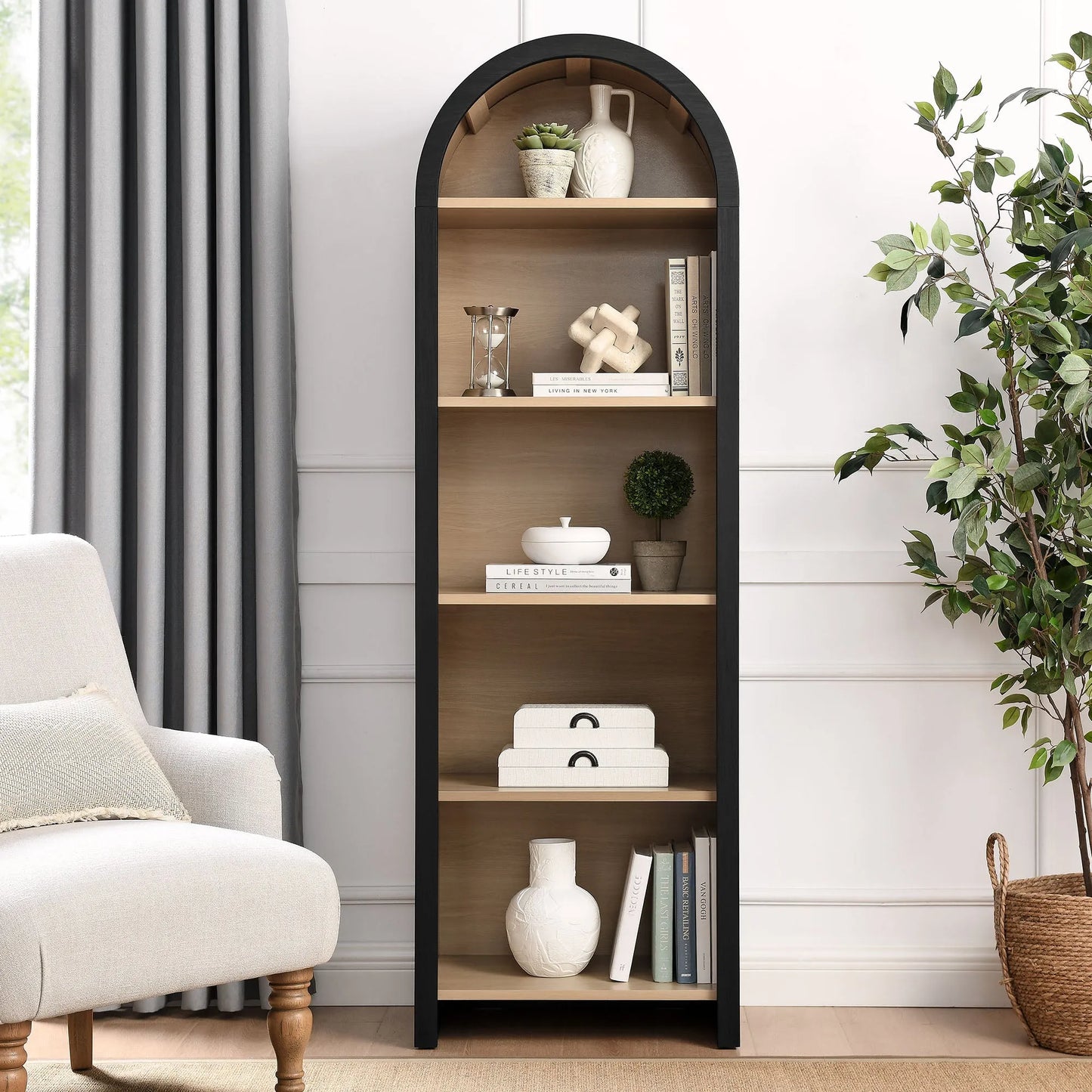 Evie Arched Narrow Bookcase Display Cabinet by Modway EEI-7201 FredCo