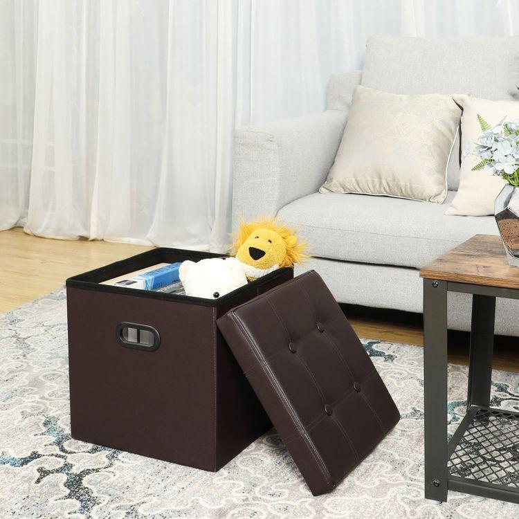 Faux Leather Storage Ottoman FredCo