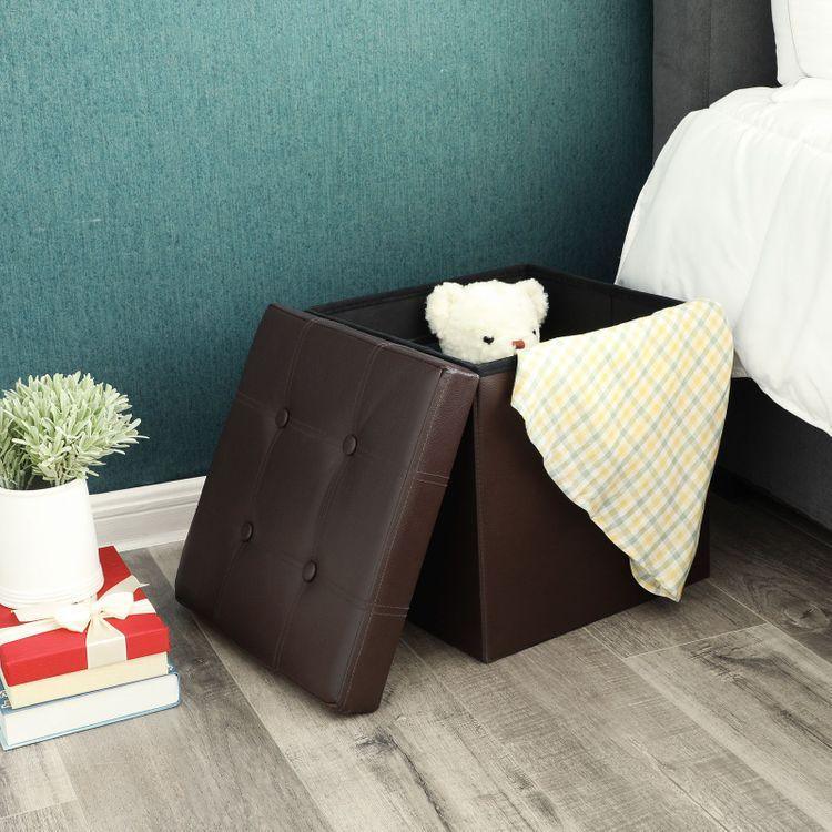 Faux Leather Storage Ottoman FredCo