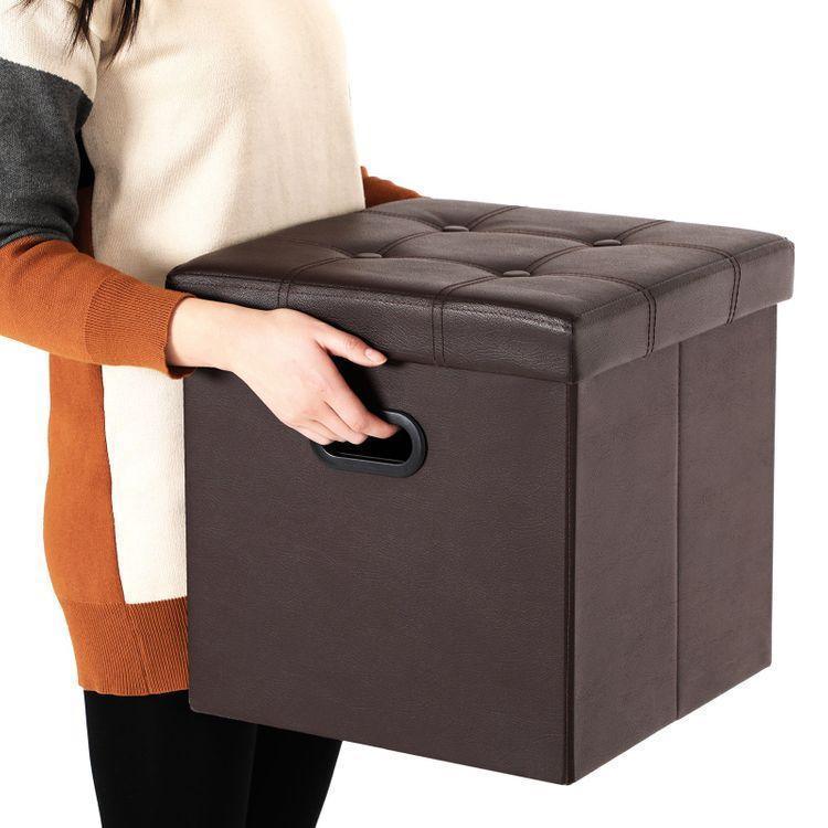Faux Leather Storage Ottoman FredCo