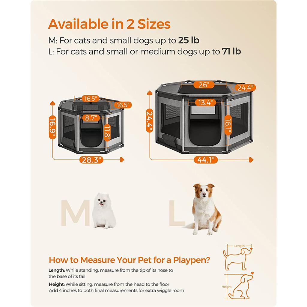 Feandrea Dog Playpen with Oxford Fabric Dog Fence FredCo