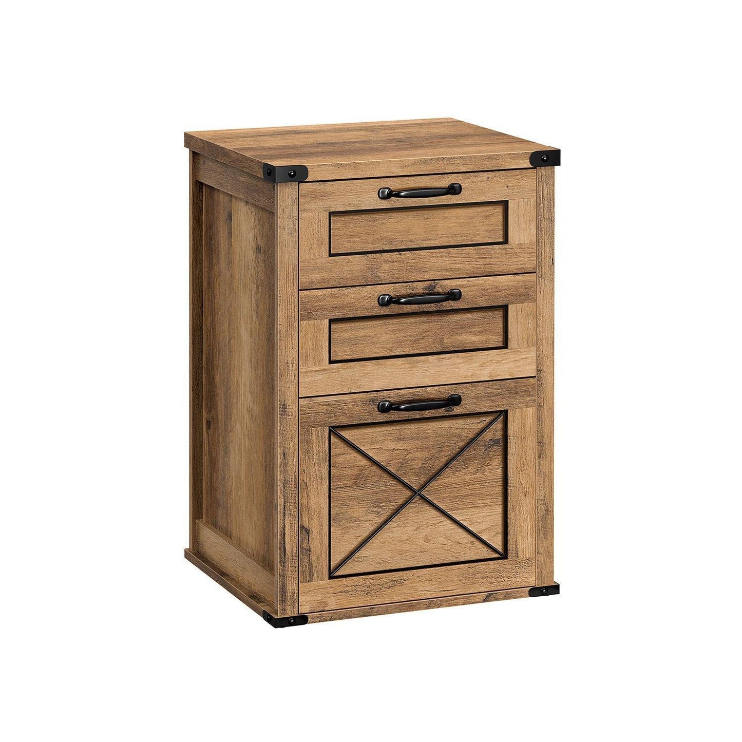 File Cabinet with 3 Drawers Honey Brown FredCo
