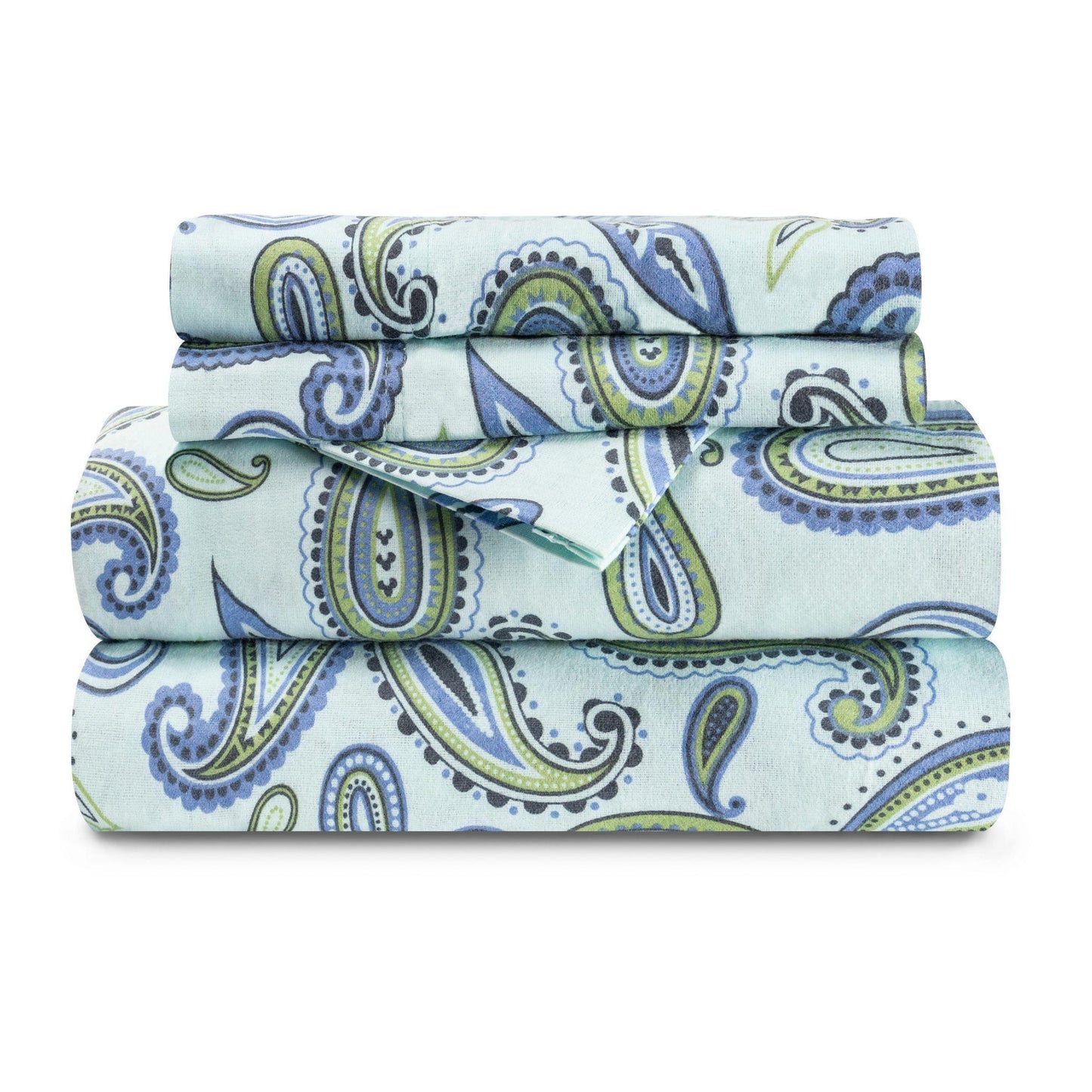 Flannel 100% Cotton All-Season Deep Pocket Paisley Sheet Set FredCo