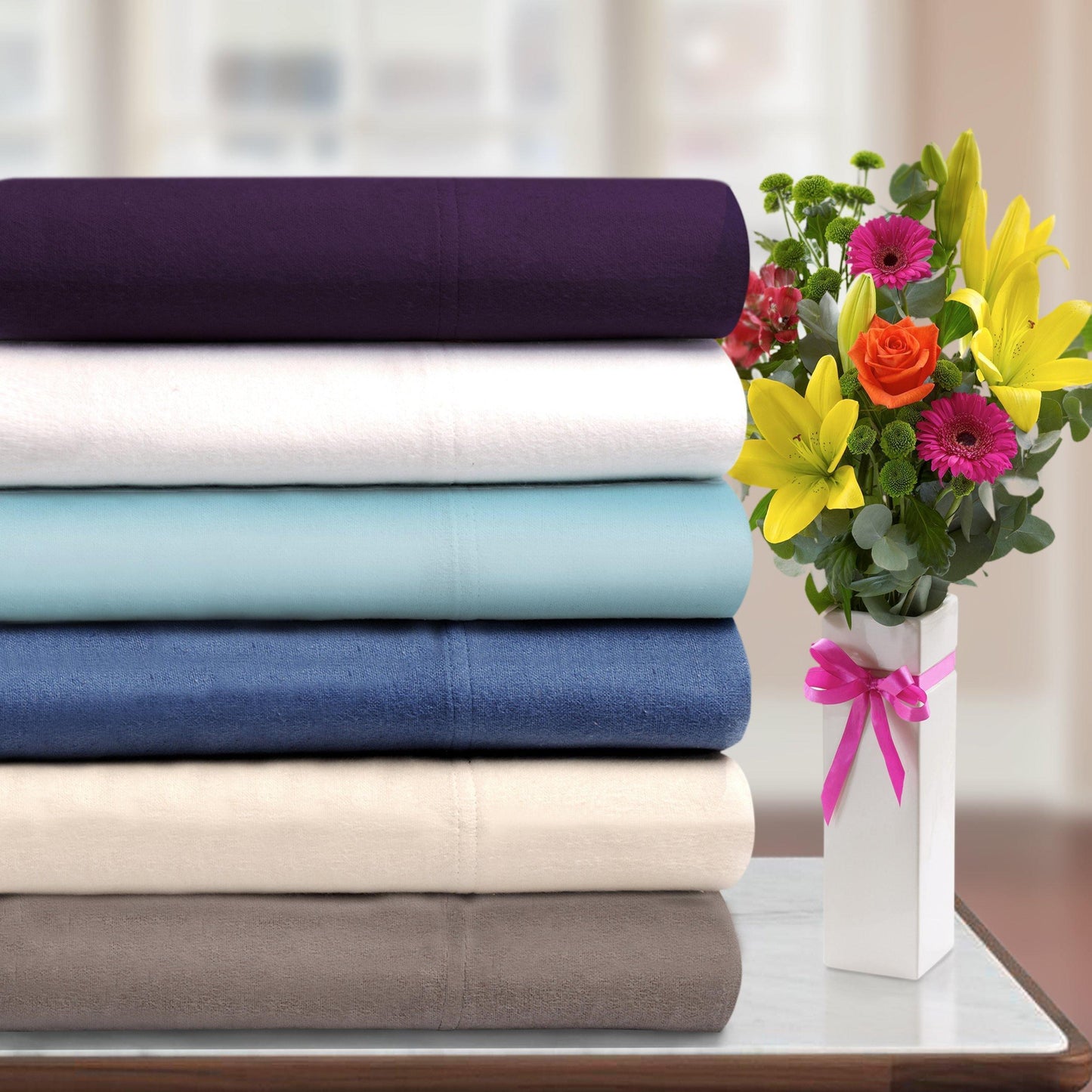 Flannel Solid Color Duvet Cover and Pillow Sham Set FredCo