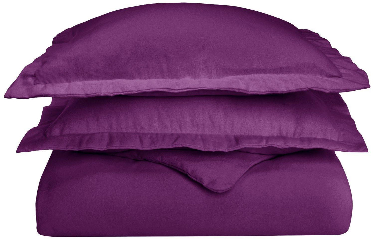 Flannel Solid Color Duvet Cover and Pillow Sham Set FredCo