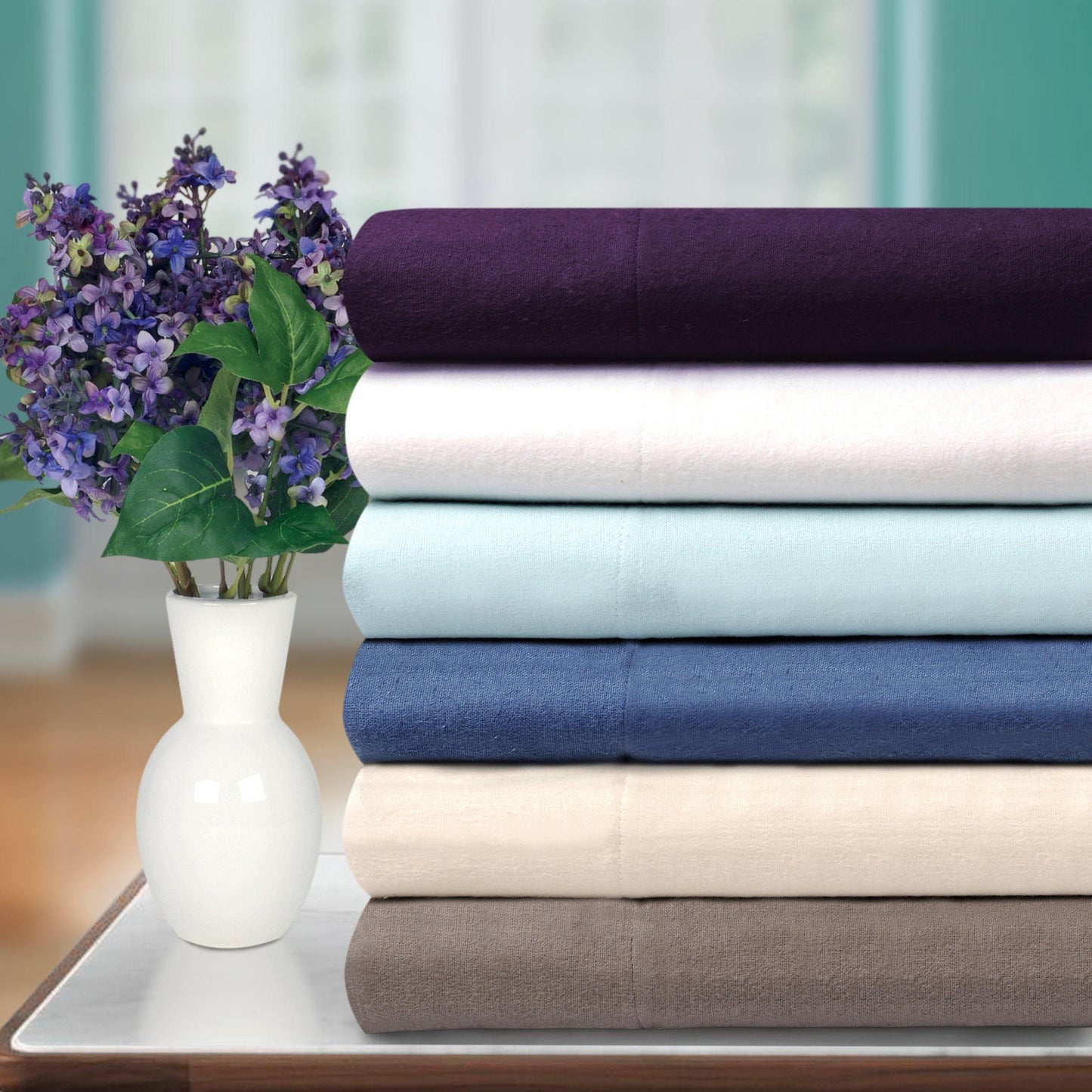 Flannel Solid Color Duvet Cover and Pillow Sham Set FredCo