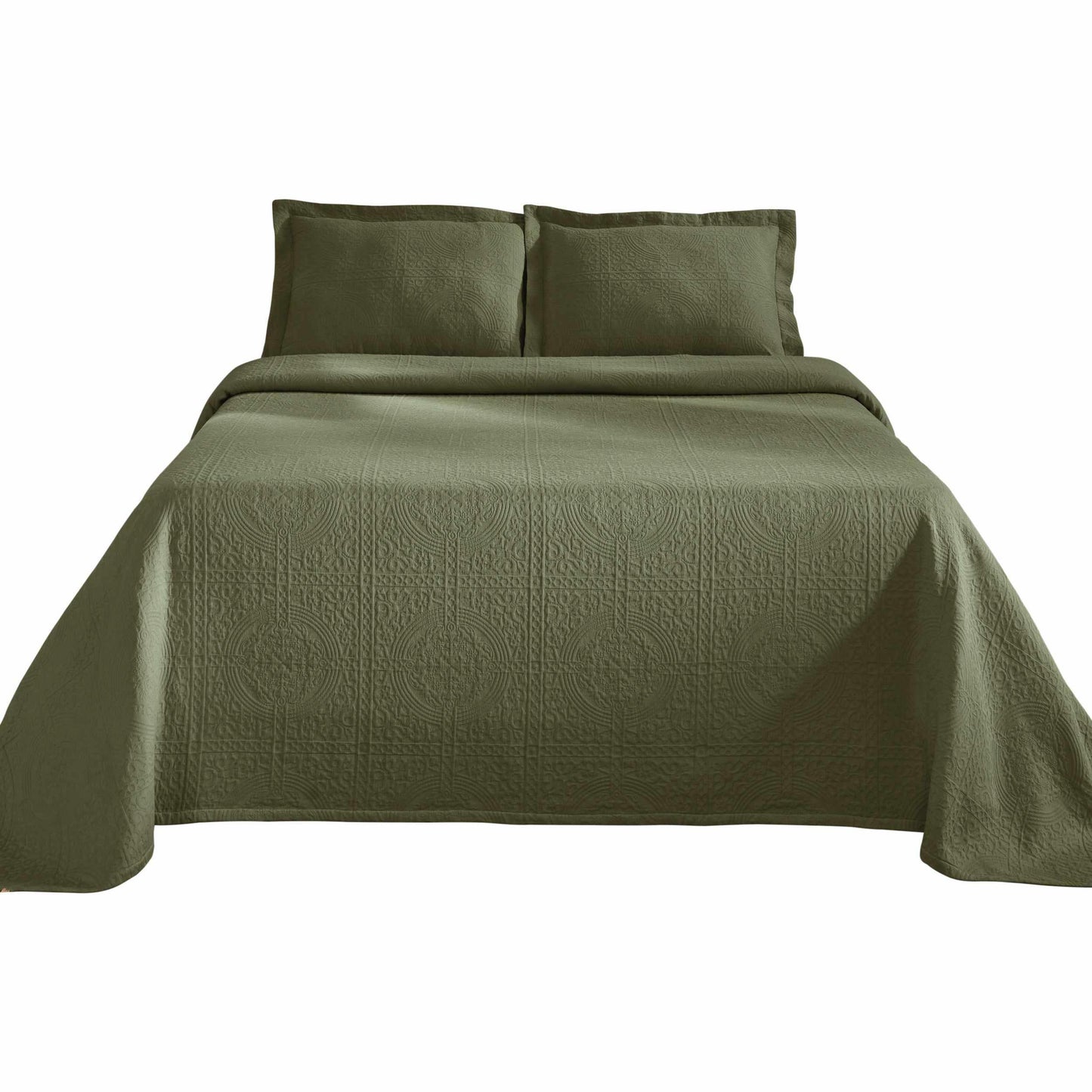 Fleur De Lis 100% Cotton Jacquard Matelassé Bedspread Set FredCo