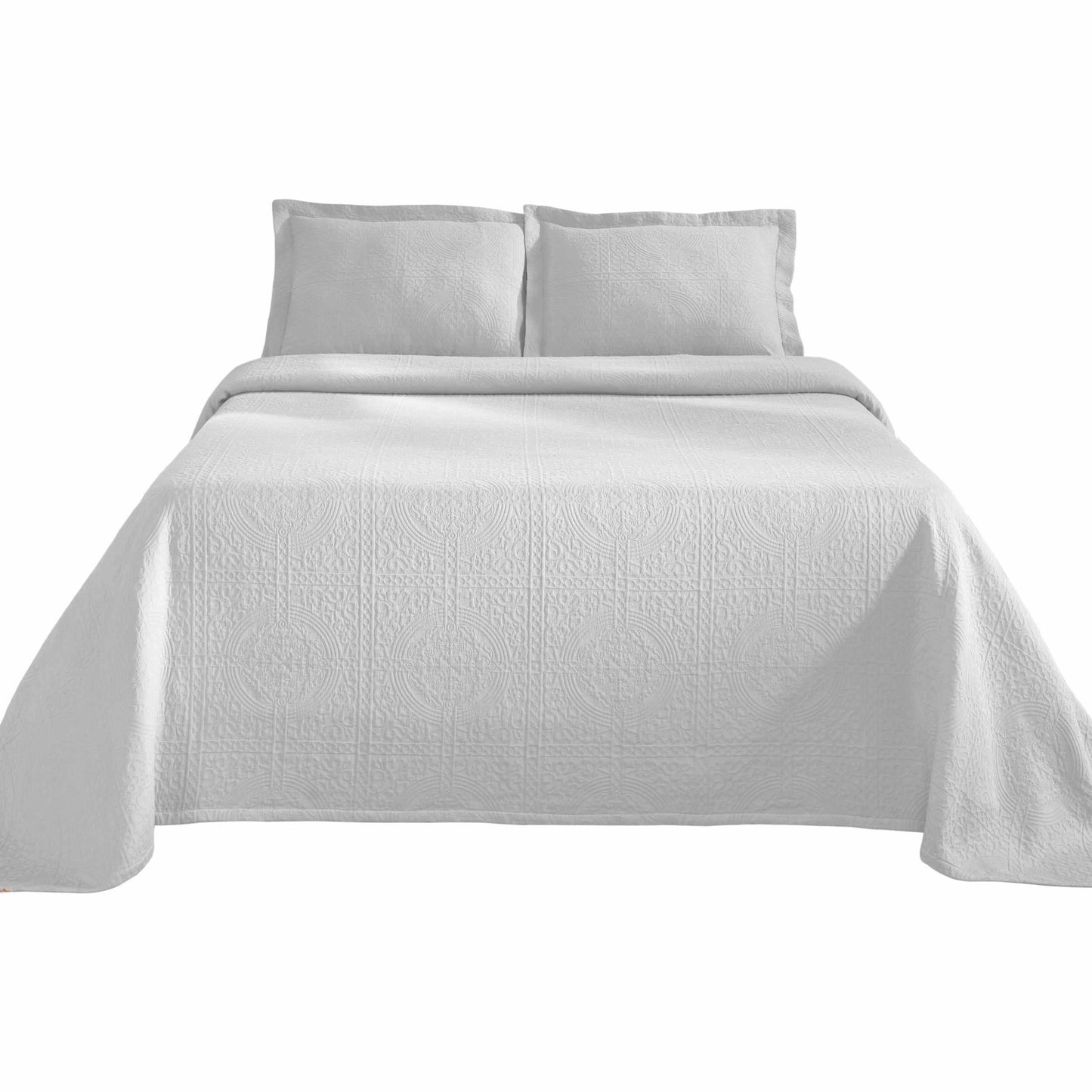 Fleur De Lis 100% Cotton Jacquard Matelassé Bedspread Set FredCo