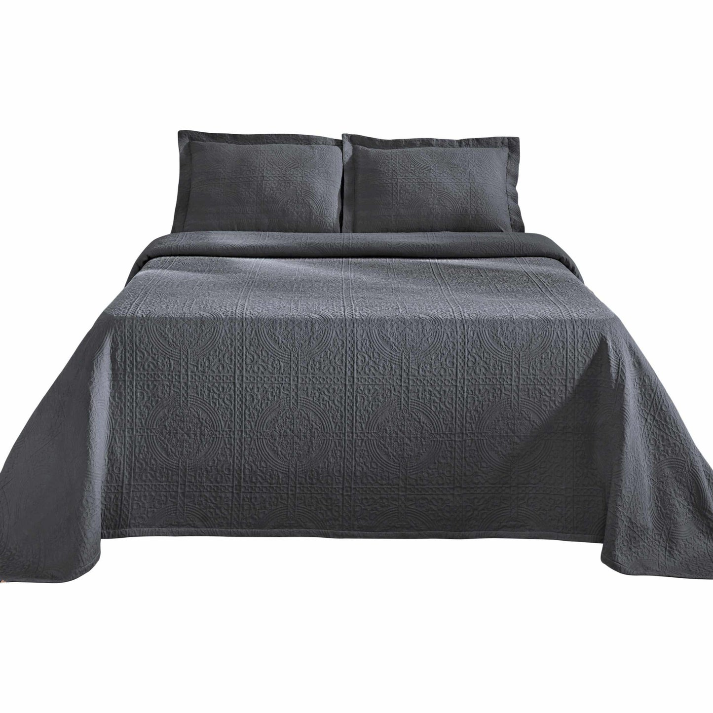 Fleur De Lis 100% Cotton Jacquard Matelassé Bedspread Set FredCo
