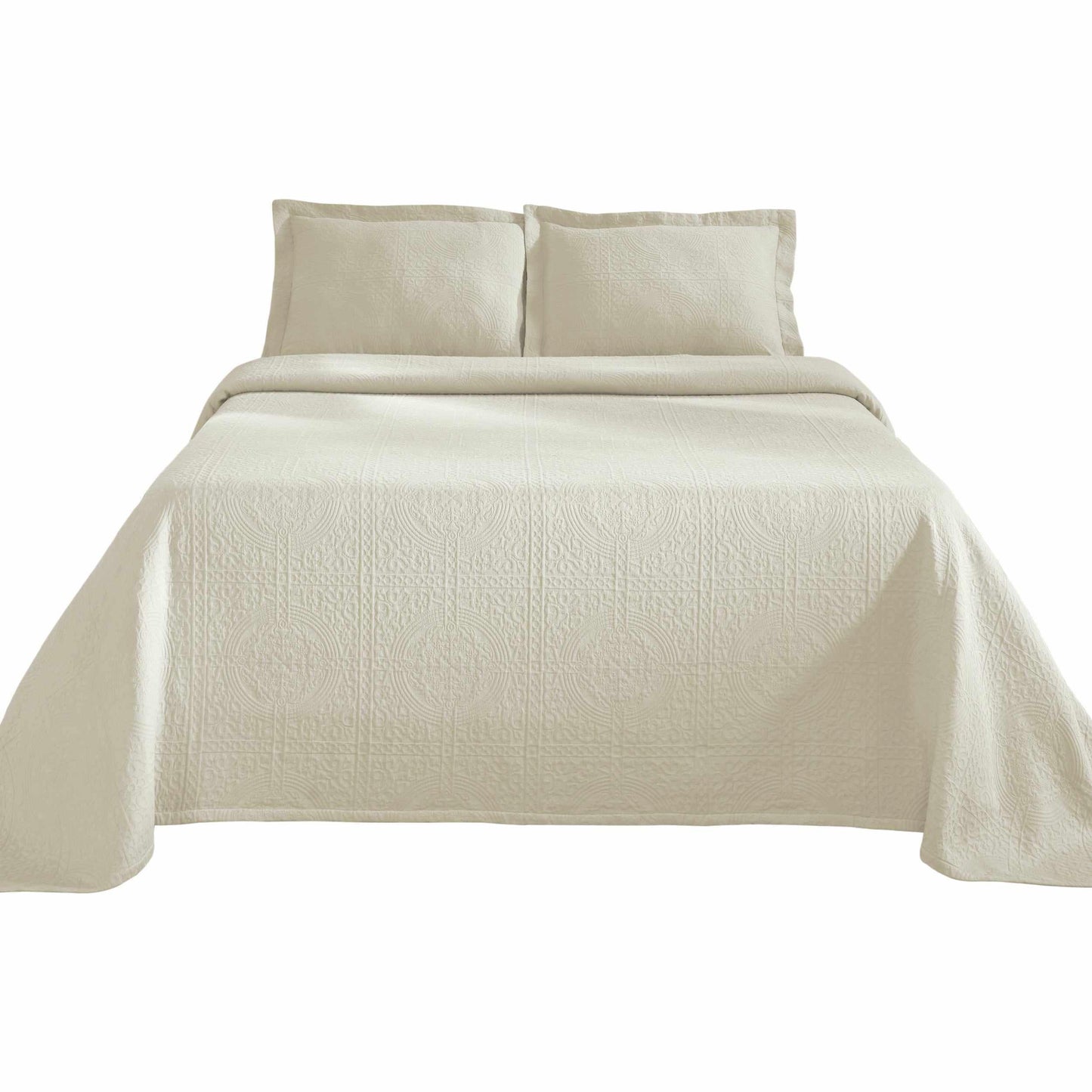Fleur De Lis 100% Cotton Jacquard Matelassé Bedspread Set FredCo