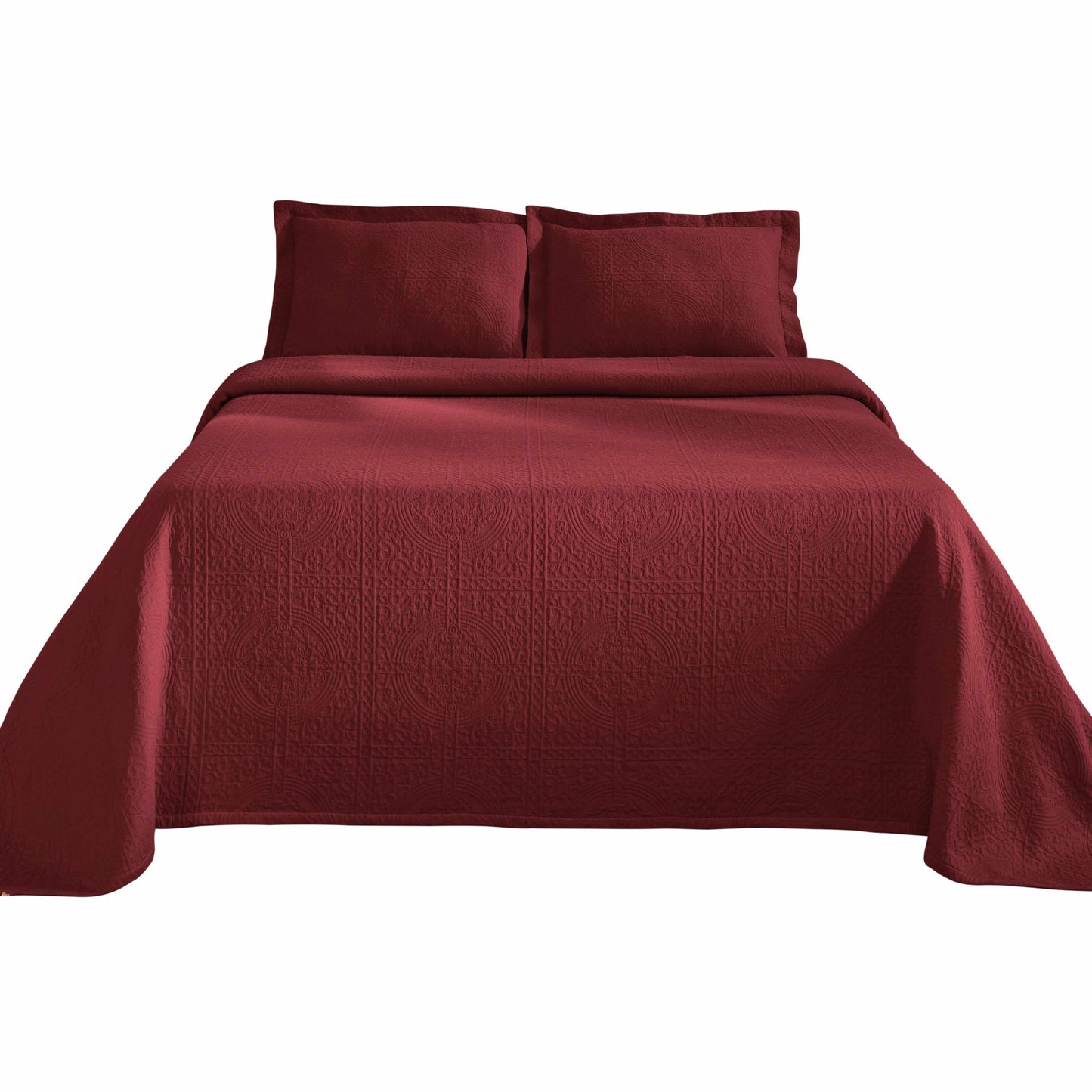 Fleur De Lis 100% Cotton Jacquard Matelassé Bedspread Set FredCo