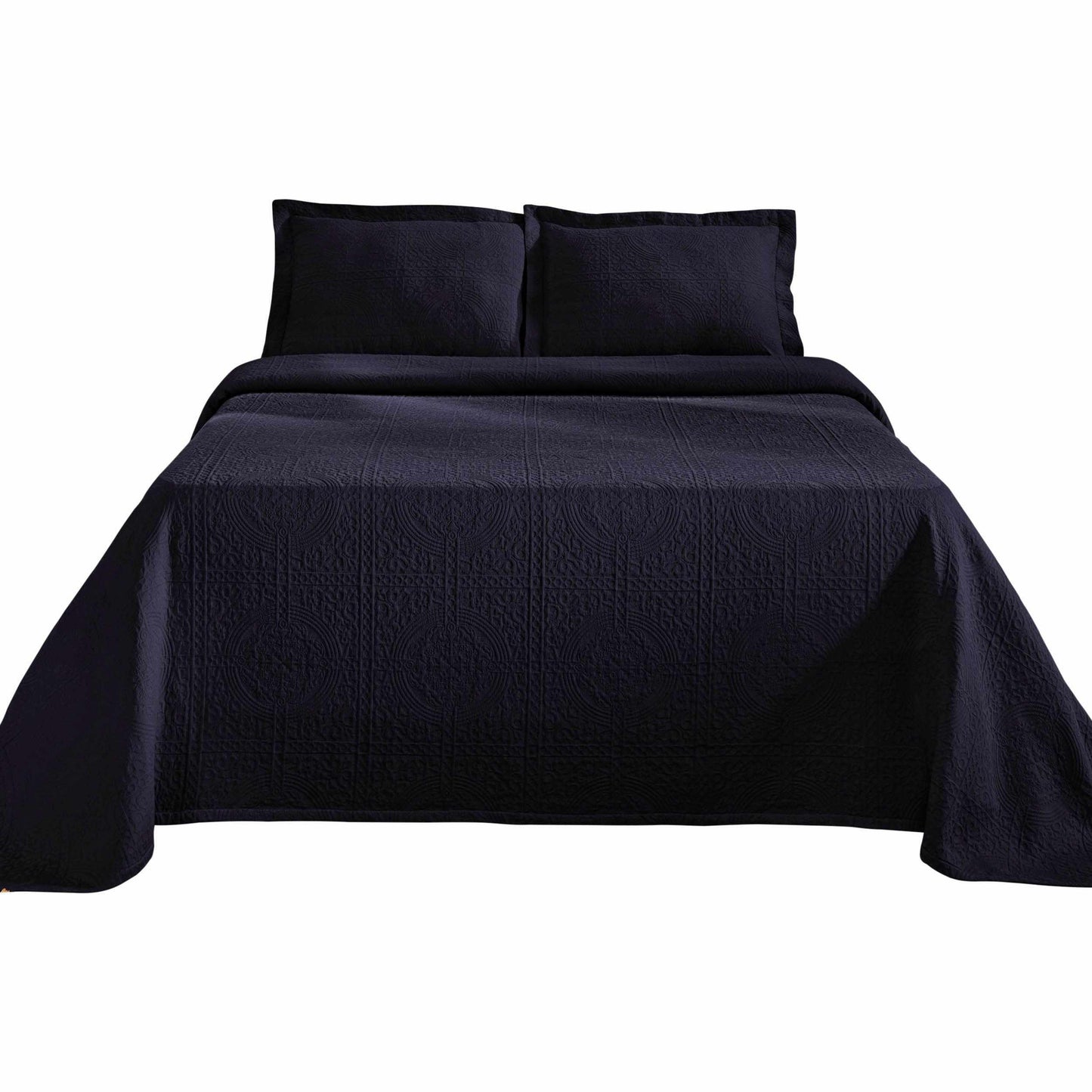Fleur De Lis 100% Cotton Jacquard Matelassé Bedspread Set FredCo