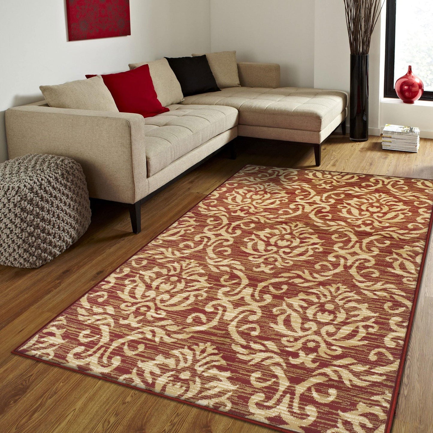 Fleur Vintage Baroque Damask Rug FredCo