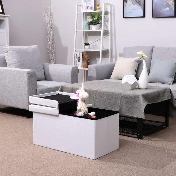 Flipping Lid White Ottoman 30” FredCo