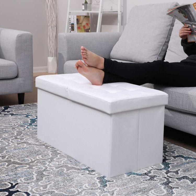 Flipping Lid White Ottoman 30” FredCo
