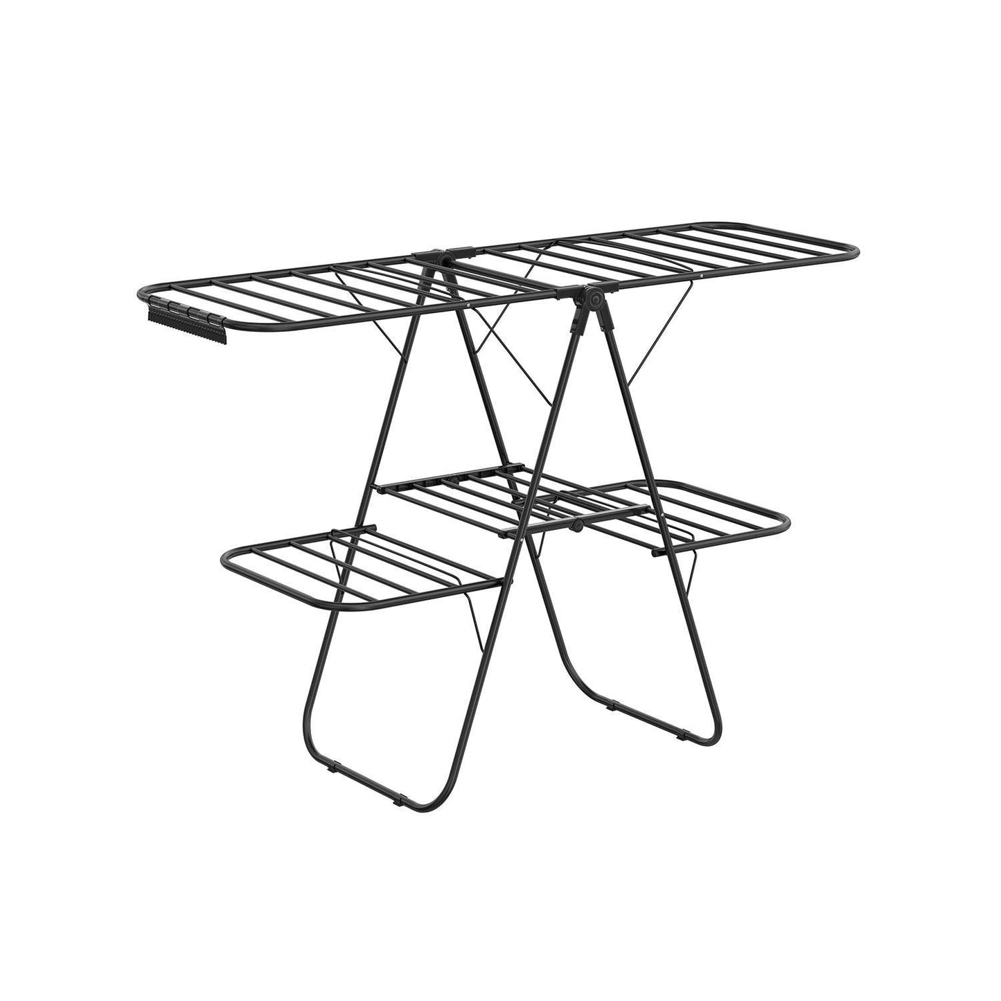Foldable 2-Level Laundry Drying Rack Black FredCo