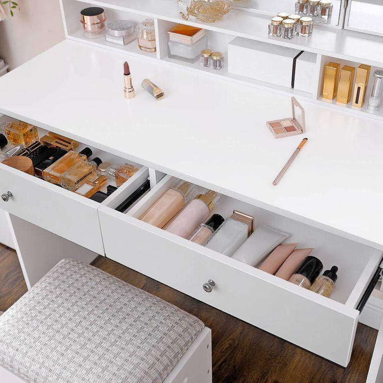 Foldable Mirror Vanity Set White FredCo