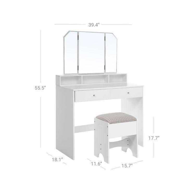 Foldable Mirror Vanity Set White FredCo