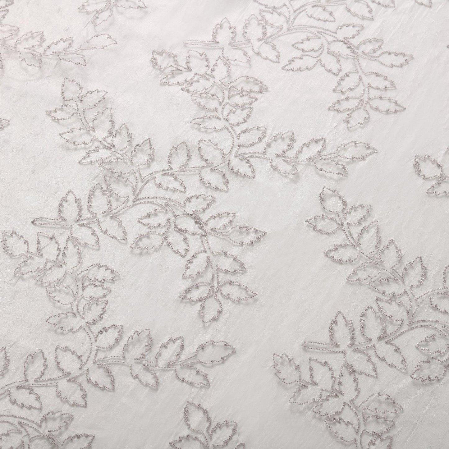 Foliage Embroidered Leaves Sheer Grommet Panel 2-Piece Curtain Set FredCo