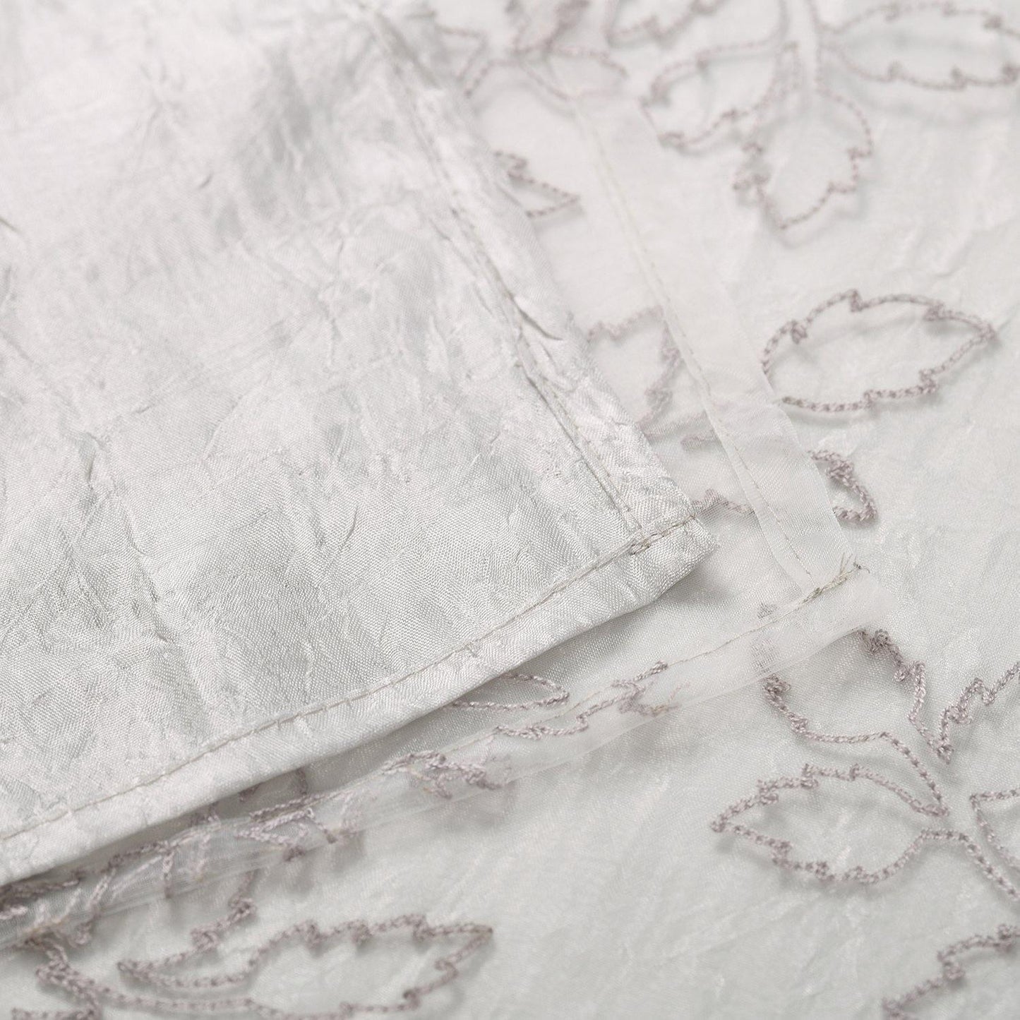 Foliage Embroidered Leaves Sheer Grommet Panel 2-Piece Curtain Set FredCo
