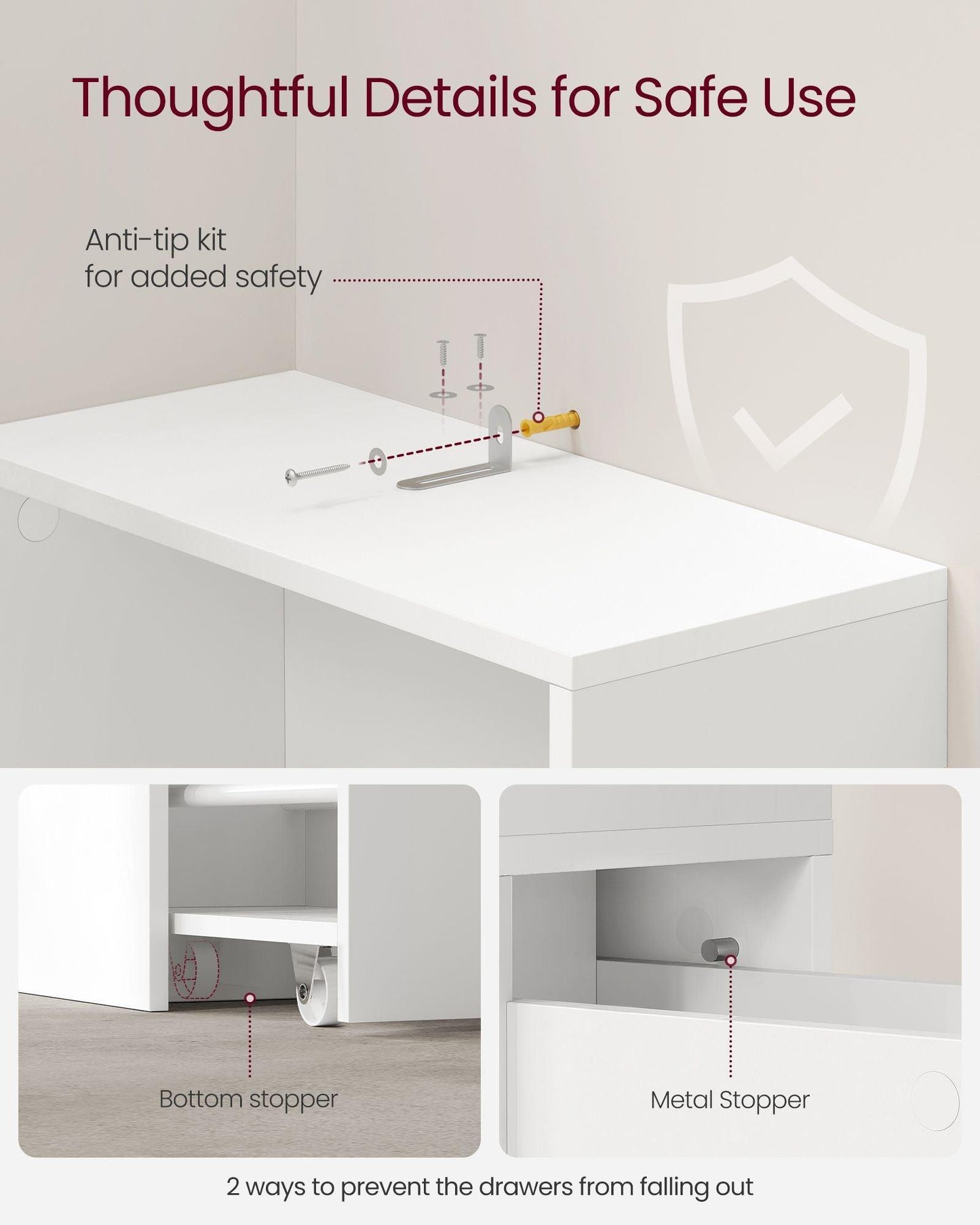Freestanding Cabinet with Storage Drawers and Adjustable Shelf FredCo