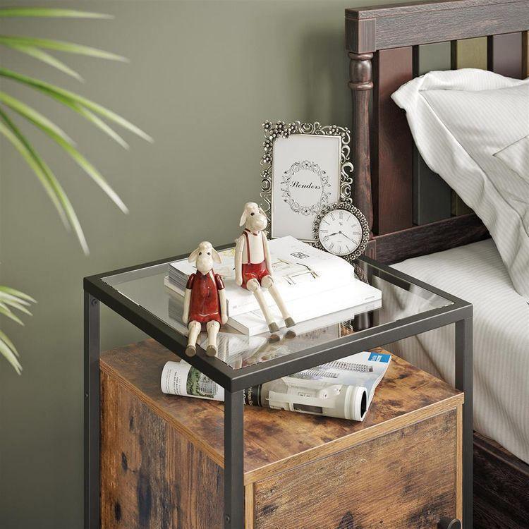 Glass Nightstand with Cabinet FredCo