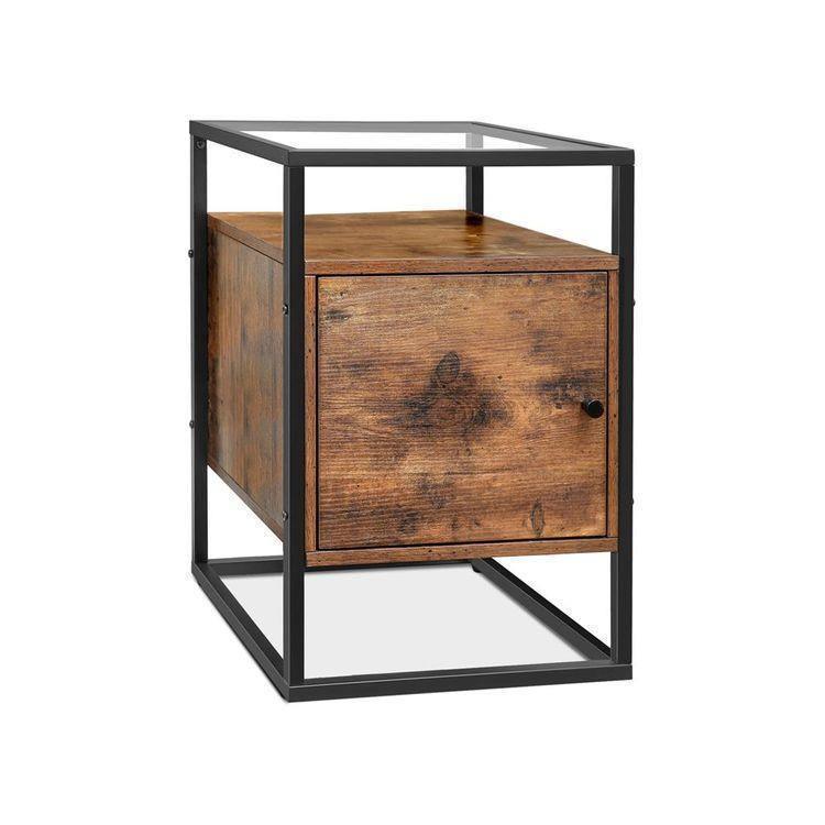 Glass Nightstand with Cabinet FredCo