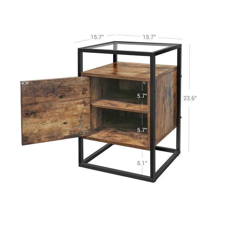 Glass Nightstand with Cabinet FredCo