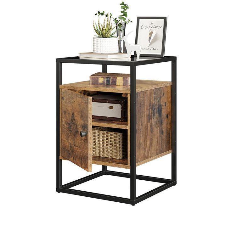 Glass Nightstand with Cabinet FredCo