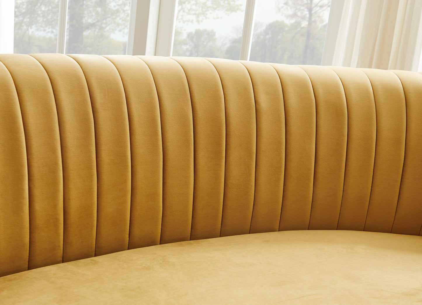 Gold Velvet Curved Sofa FredCo