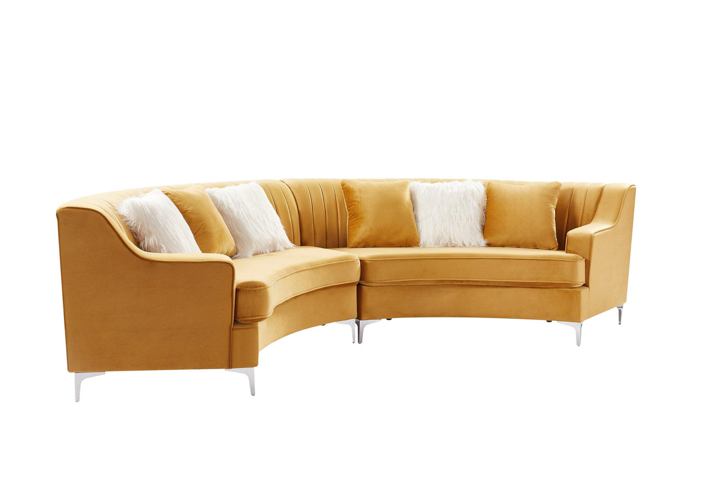 Gold Velvet Curved Sofa FredCo